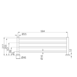 A line drawing of Nero Tapware Mecca Towel Rack Gun Metal