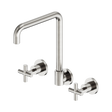 An image of Nero Tapware X Plus Wall Kitchen Set Swivel Spout Brushed Nickel