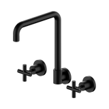 An image of Nero Tapware X Plus Wall Kitchen Set Swivel Spout Matte Black