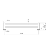 A line drawing of Nero Tapware Classic Double Towel Rail 600mm Chrome