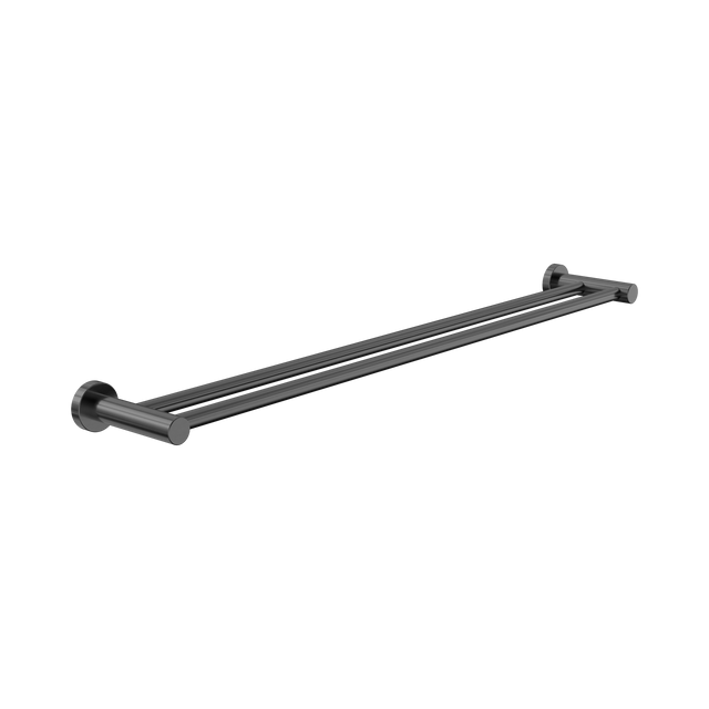 An image of Nero Tapware Dolce II Double Towel Rail 800mm Gun Metal