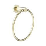 An image of Nero Tapware Dolce II Hand Towel Ring Brushed Gold