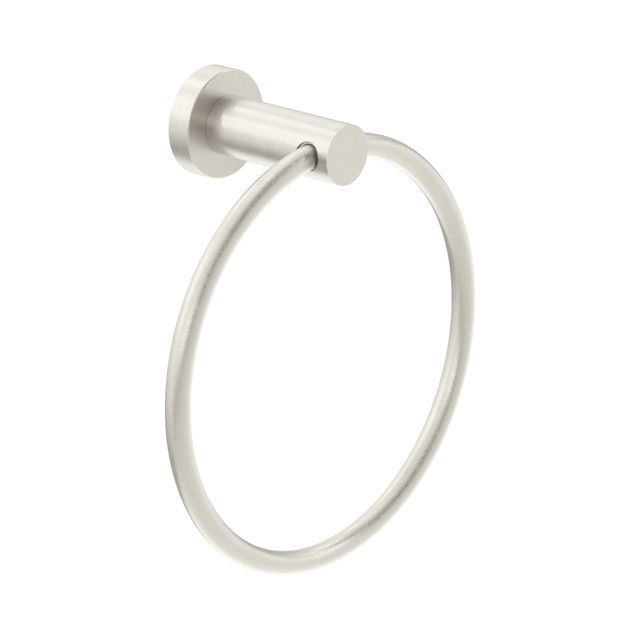 An image of Nero Tapware Classic Hand Towel Ring Brushed Nickel