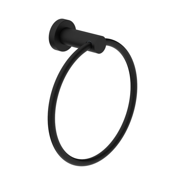 An image of Nero Tapware Classic Hand Towel Ring Matte Black
