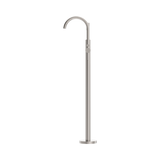 An image of Nero Tapware Mecca Round Freestanding Mixer With Hand Shower Brushed Nickel