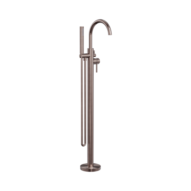 An image of Nero Tapware Mecca Round Freestanding Mixer With Hand Shower Brushed Bronze