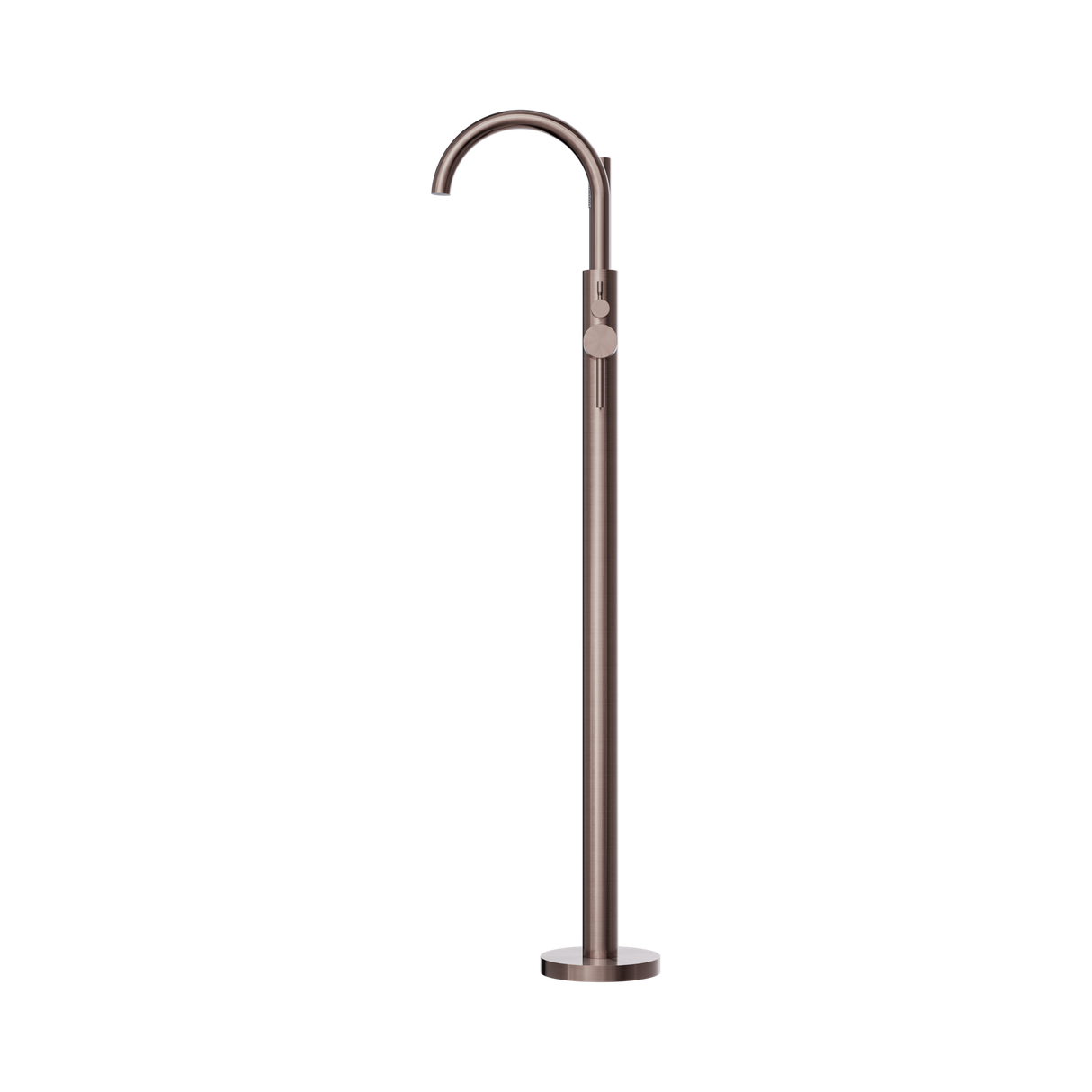 An image of Nero Tapware Mecca Round Freestanding Mixer With Hand Shower Brushed Bronze