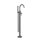 An image of Nero Tapware Mecca Round Freestanding Mixer With Hand Shower Gun Metal