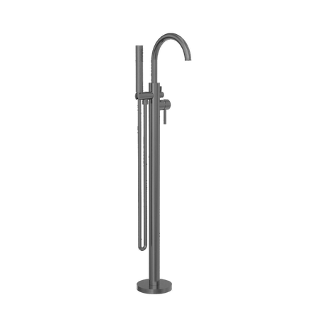An image of Nero Tapware Mecca Round Freestanding Mixer With Hand Shower Gun Metal