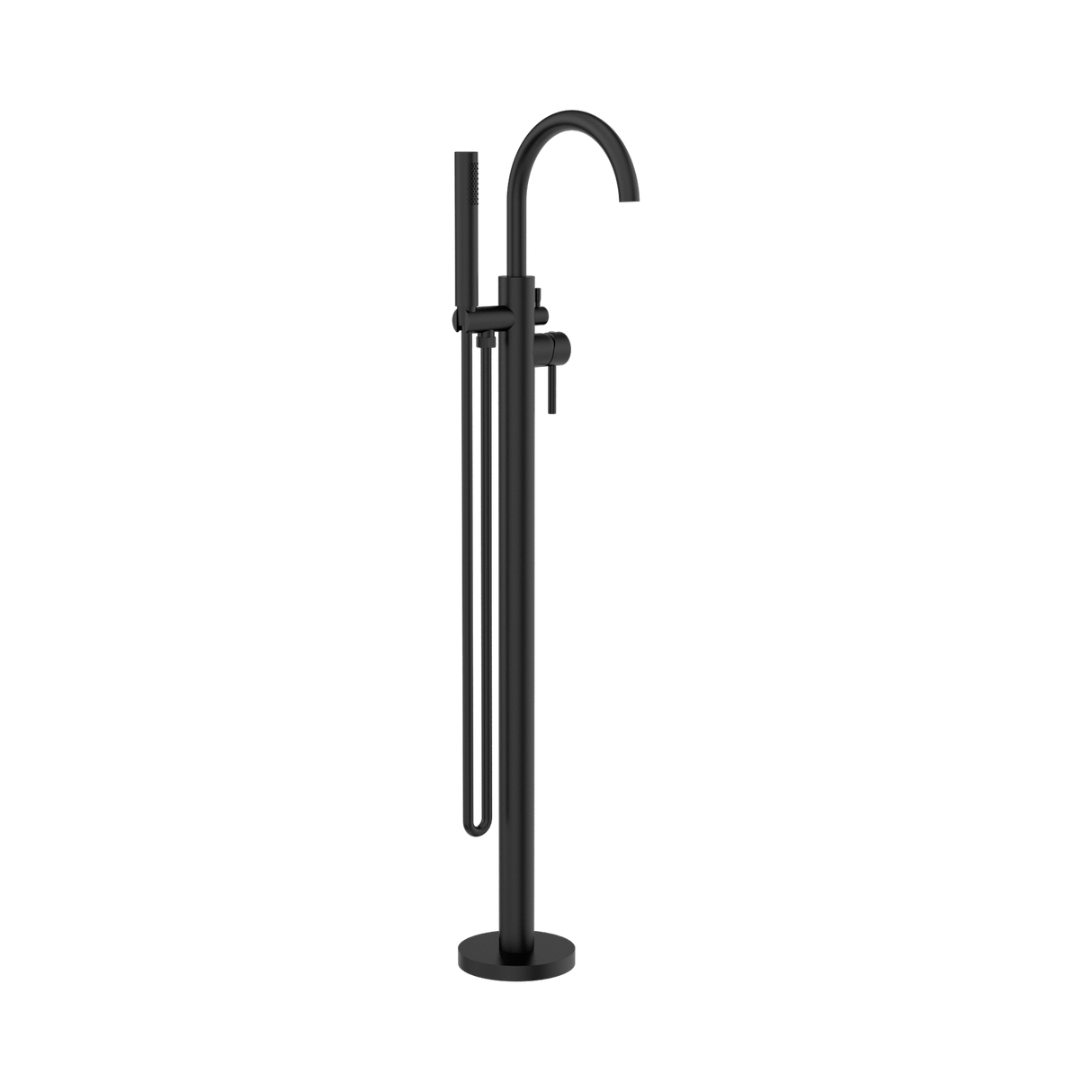 An image of Nero Tapware Mecca Round Freestanding Mixer With Hand Shower Matte Black