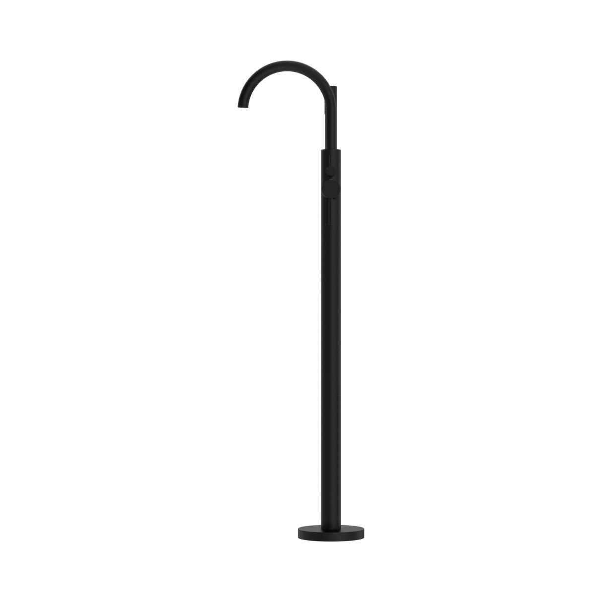 An image of Nero Tapware Mecca Round Freestanding Mixer With Hand Shower Matte Black