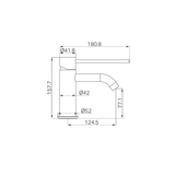 A line drawing of Nero Tapware Mecca Care Basin Mixer Brushed Bronze