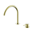 An image of Nero Tapware Mecca Hob Bath/Kitchen Mixer Set Arc Spout Brushed Gold