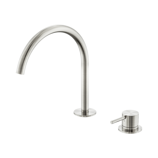 An image of Nero Tapware Mecca Hob Bath/Kitchen Mixer Set Arc Spout Brushed Nickel