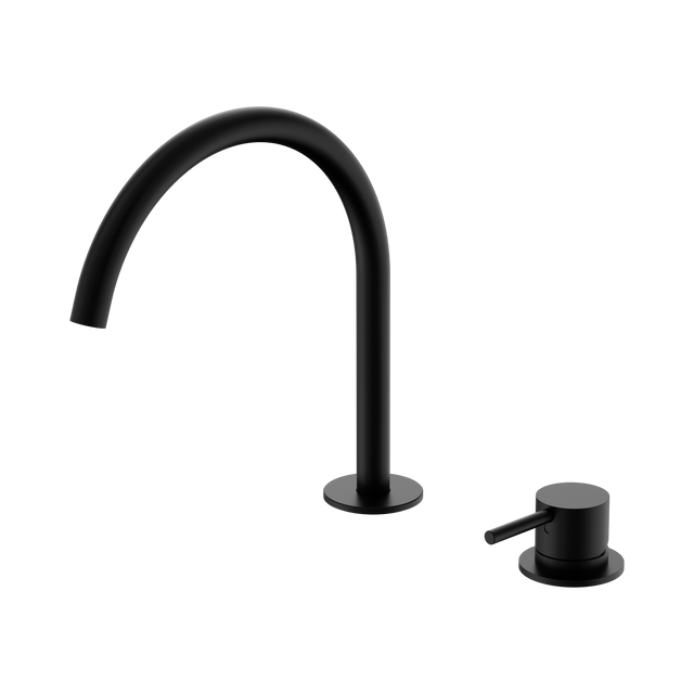 An image of Nero Tapware Mecca Hob Bath/Kitchen Mixer Set Arc Spout Matte Black