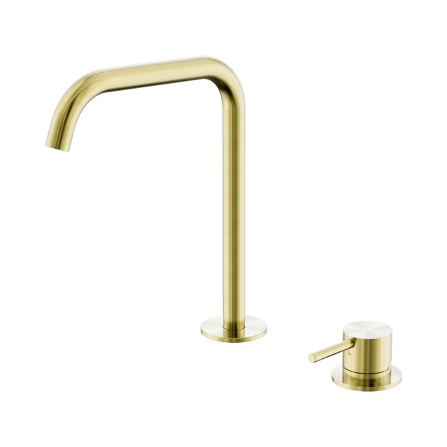 An image of Nero Tapware Mecca Hob Bath/Kitchen Mixer Set Edge Spout Brushed Gold