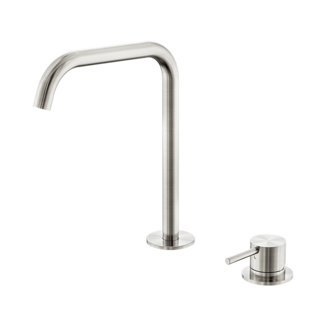 An image of Nero Tapware Mecca Hob Bath/Kitchen Mixer Set Edge Spout Brushed Nickel