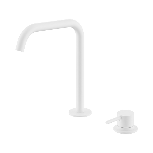 An image of Nero Tapware Mecca Hob Bath/Kitchen Mixer Set Edge Spout Matte White
