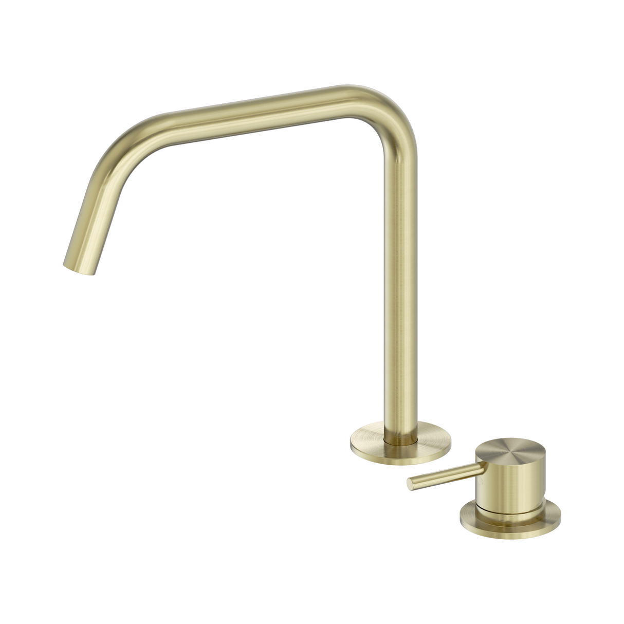 An image of Nero Tapware Mecca Hob Bath/Kitchen Mixer Set Edge Spout II Brushed Gold