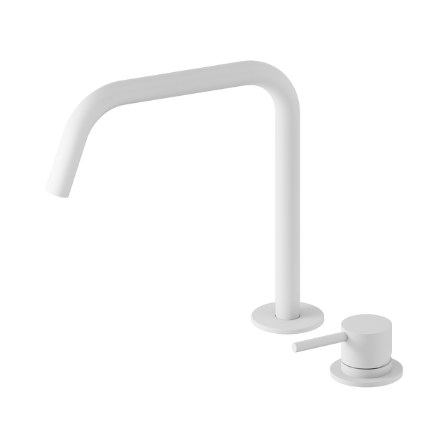 An image of Nero Tapware Mecca Hob Bath/Kitchen Mixer Set Edge Spout II Matte White