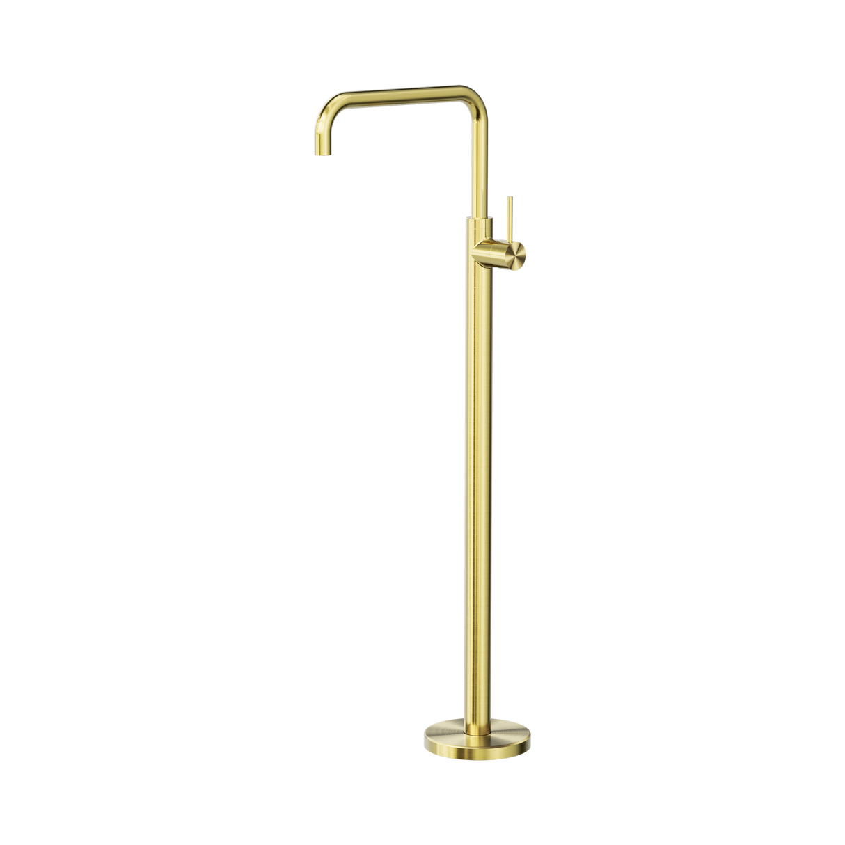 An image of Nero Tapware Mecca Freestanding Bath Mixer Square Shape Brushed Gold