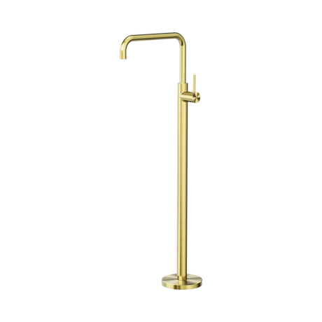 An image of Nero Tapware Mecca Freestanding Bath Mixer Square Shape Brushed Gold