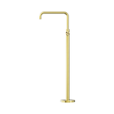 An image of Nero Tapware Mecca Freestanding Bath Mixer Square Shape Brushed Gold