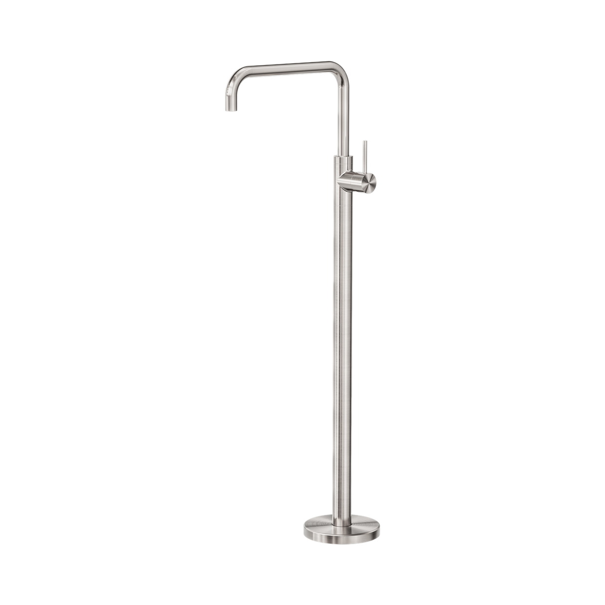 An image of Nero Tapware Mecca Freestanding Bath Mixer Square Shape Brushed Nickel