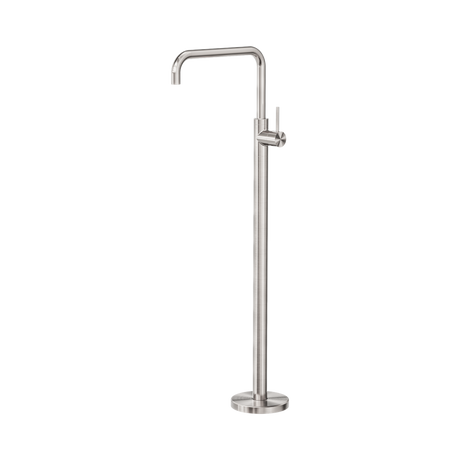 An image of Nero Tapware Mecca Freestanding Bath Mixer Square Shape Brushed Nickel