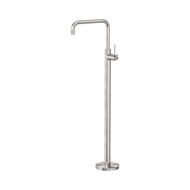 An image of Nero Tapware Mecca Freestanding Bath Mixer Square Shape Brushed Nickel