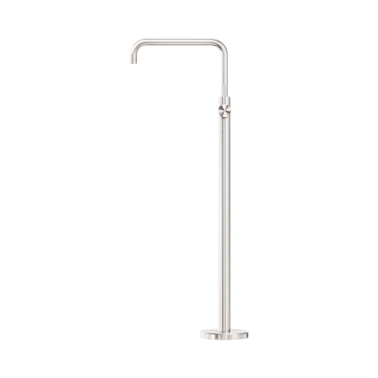 An image of Nero Tapware Mecca Freestanding Bath Mixer Square Shape Brushed Nickel