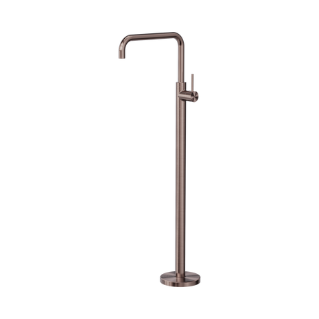 An image of Nero Tapware Mecca Freestanding Bath Mixer Square Shape Brushed Bronze