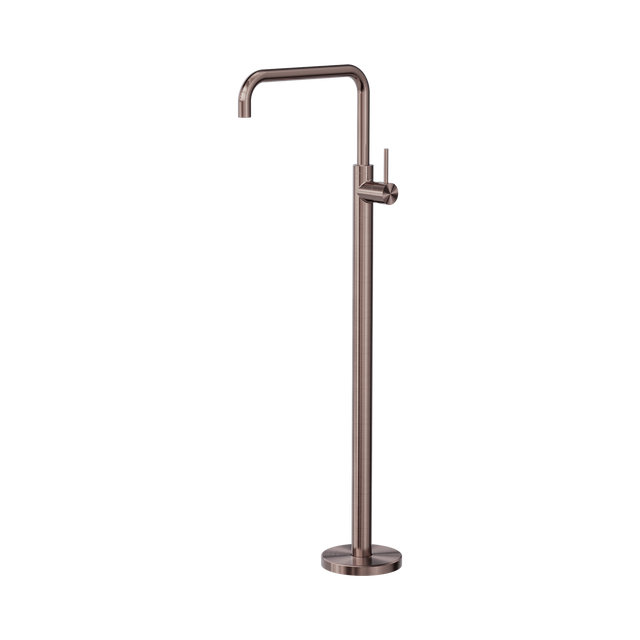 An image of Nero Tapware Mecca Freestanding Bath Mixer Square Shape Brushed Bronze