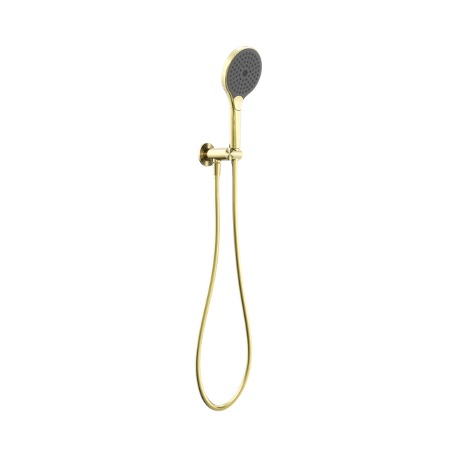 An image of Nero Tapware Mecca Shower On Bracket With Air Shower II Brushed Gold