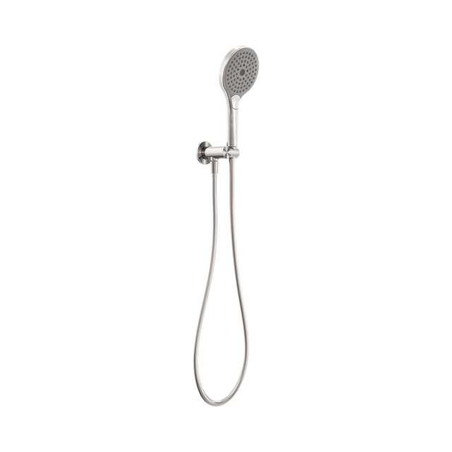 An image of Nero Tapware Mecca Shower On Bracket With Air Shower II Brushed Nickel