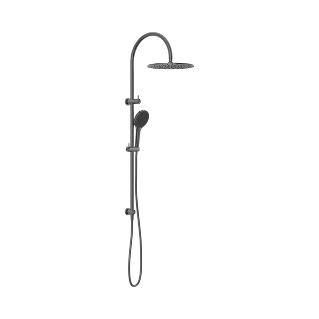 An image of Nero Tapware Mecca Twin Shower With Air Shower II Gun Metal