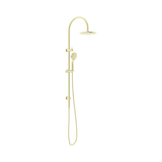 An image of Nero Tapware Mecca Twin Shower With Air Shower Brushed Gold