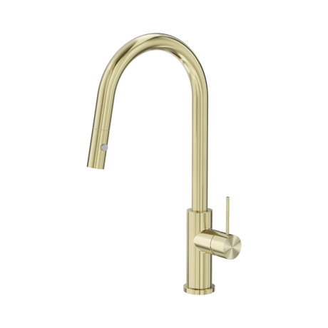 An image of Nero Tapware Mecca Pull Out Sink Mixer With Vegie Spray Function Brushed Gold