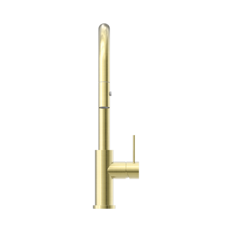An image of Nero Tapware Mecca Pull Out Sink Mixer With Vegie Spray Function Brushed Gold
