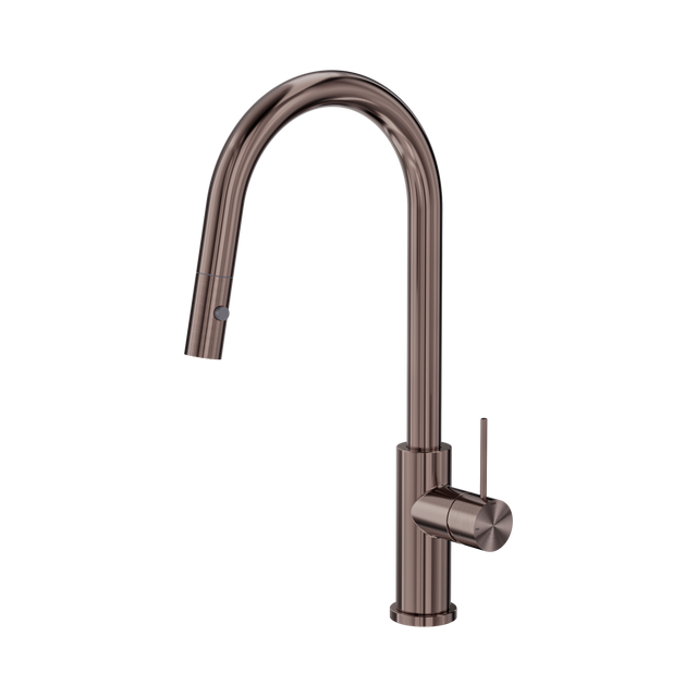 An image of Nero Tapware Mecca Pull Out Sink Mixer With Vegie Spray Function Brushed Bronze