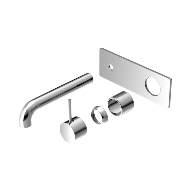An image of Nero Tapware Mecca Wall Basin/Bath Mixer Handle Up 185mm Trim Kits Only Chrome