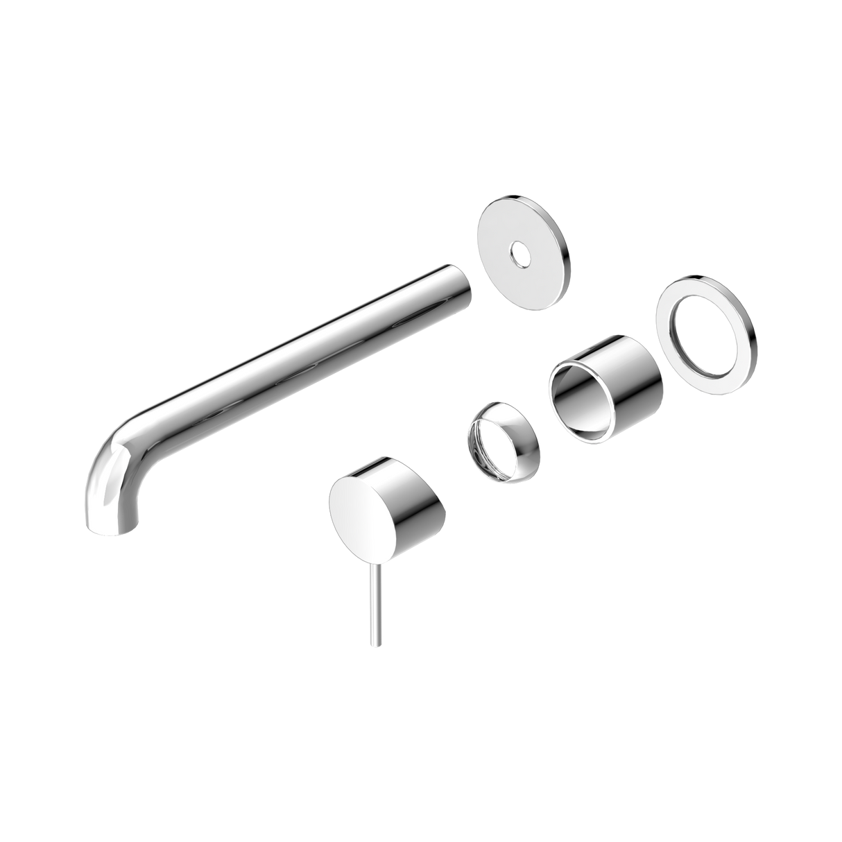 An image of Nero Tapware Mecca Wall Basin/Bath Mixer Separate Back Plate 260mm Trim Kits Only Chrome