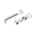 An image of Nero Tapware Mecca Wall Basin/Bath Mixer Separate Back Plate Handle Up 185mm Trim Kits Only Chrome