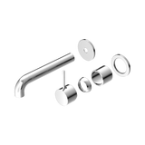 An image of Nero Tapware Mecca Wall Basin/Bath Mixer Separate Back Plate Handle Up 185mm Trim Kits Only Chrome