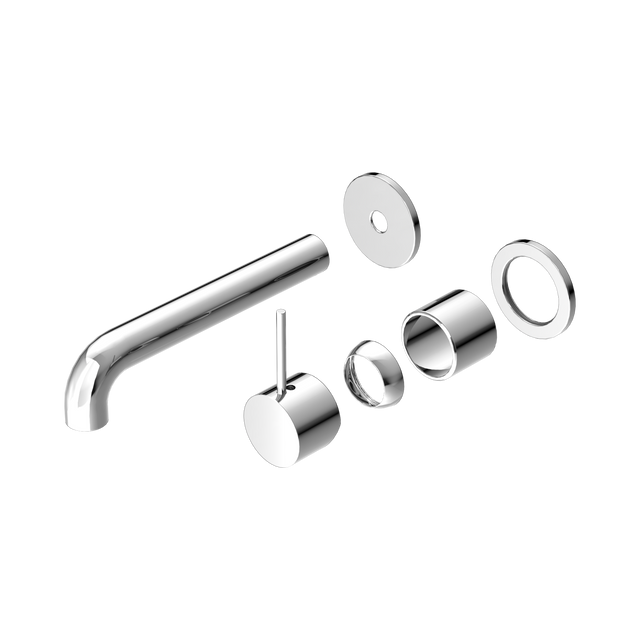An image of Nero Tapware Mecca Wall Basin/Bath Mixer Separate Back Plate Handle Up 185mm Trim Kits Only Chrome