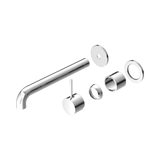 An image of Nero Tapware Mecca Wall Basin/Bath Mixer Separate Back Plate Handle Up 230mm Trim Kits Only Chrome