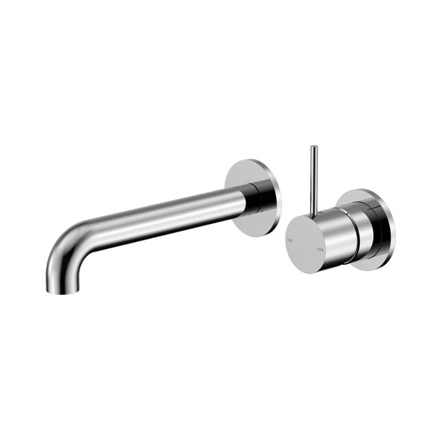 An image of Nero Tapware Mecca Wall Basin/Bath Mixer Separate Back Plate Handle Up 260mm Chrome