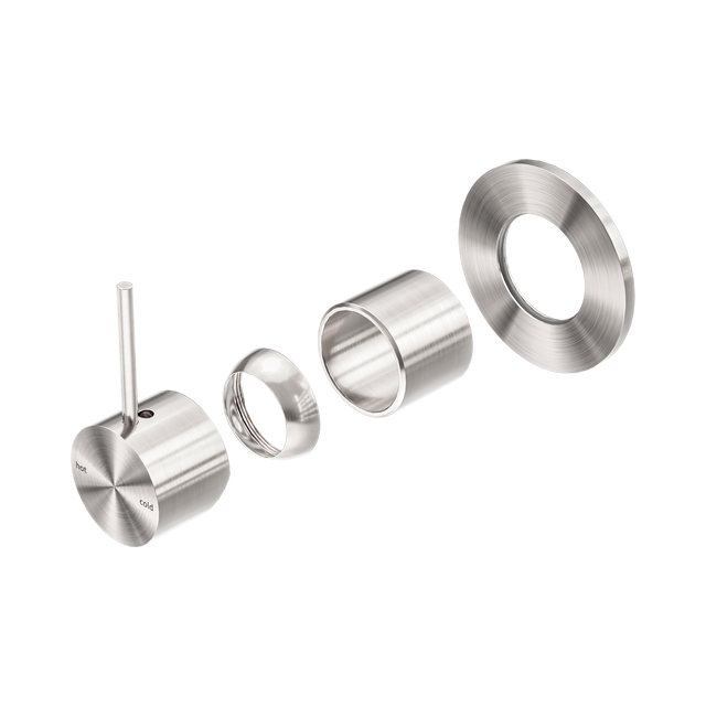 An image of Nero Tapware Mecca Shower Mixer Handle Up 80mm Plate Trim Kits Only Brushed Nickel