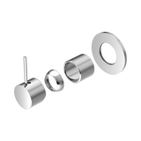 An image of Nero Tapware Mecca Shower Mixer Handle Up 80mm Plate Trim Kits Only Chrome