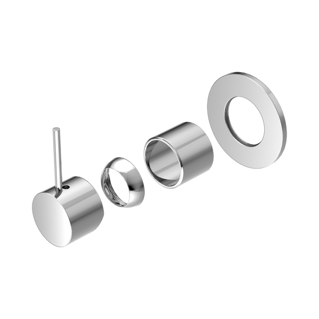 An image of Nero Tapware Mecca Shower Mixer Handle Up 80mm Plate Trim Kits Only Chrome